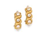an image of a pair of gold and pearl earrings