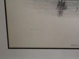 a black and white drawing of a boat in the water