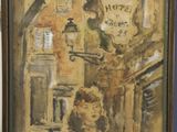 une image d'une peinture représentant une femme marchant dans une rue