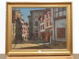 a picture of a painting of a street in a city