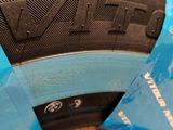 a close up of a tire on a box