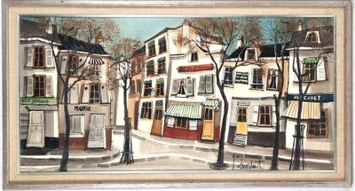 Guy MORLET (XXe). "Vue de Montmartre", huile sur toile (40 x…