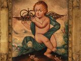 an image of a painting of an angel holding a crown