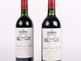 deux bouteilles de vin rouge posées l'une à côté de l'autre sur une surface blanche