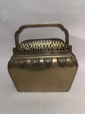 brass plated purse with handle and handles