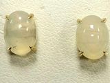 pair of white opalite earrings with yellow gold posts