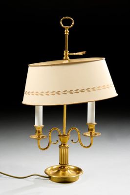 an image of a table lamp with a white shade on top of it