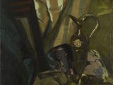 une image représentant un tableau sur lequel figure un vase en argent posé sur une table