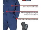 an image of a picture of a blue coverall with different features