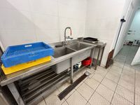 Plonge en inox 2 bacs avec entretoise à clairevoie L.