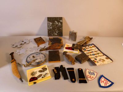 a table with a lot of different items on it