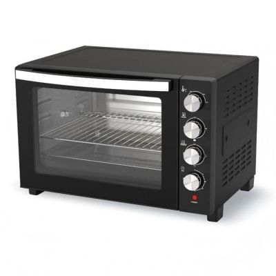 a black toaster oven that is on a white surface