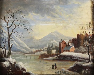 WOLF ? Paysage de lac gelé animé au milieu des montagnes enn…