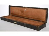 a black case with a brown lining on the inside of it