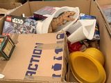 a cardboard box full of items in a store