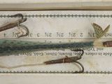 two fishing lures in a box on a table