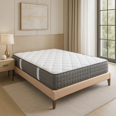 an image of a bedroom with a bed and a window