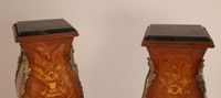 Paire de sellettes hautes en bois de placage et marqueterie … (photo 4)