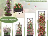 quatre types différents de jardinières dans lesquelles poussent des fleurs