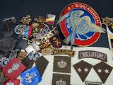 a lot of military badges and patches on a table