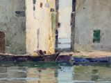 a painting of a boat in a body of water