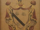 an old picture of a coat of arms with a sword and shield