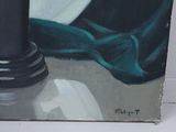 a painting of a vase with flowers in it on a table
