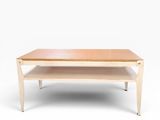 an image of a wooden coffee table with a shelf underneath it