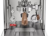 a close up of a coffee machine on a white background