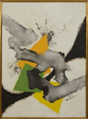 École du XXe siècle Composition abstraite 1967 Acrylique sur… - Photo 1