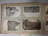 an old book with pictures of buildings and people on it