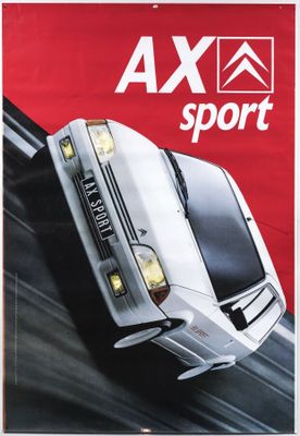 an advertisement for a sports car is shown on a red background
