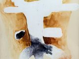 a picture of a painting of a dog with a face on it