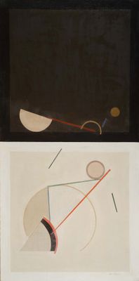 deux tableaux de formes et de tailles différentes sur un fond blanc