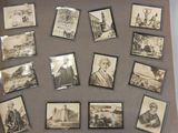 an old photo of a collection of old photographs on a table