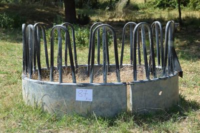 a large metal trough with a bunch of plants inside of it