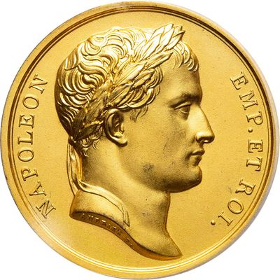 pièce en or avec un portrait d'homme de profil