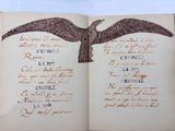 an open book with a picture of a bird on it
