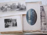 many old photos of a train on a table