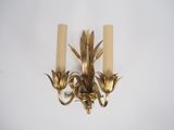 pair of vintage brass wall sconces with flowers and leaves