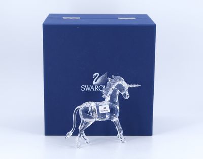 swaroo crystal horse figurine in a blue box