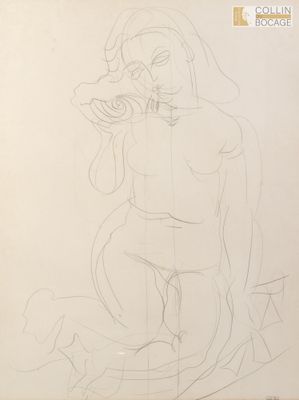l'image d'un dessin d'une femme assise sur le sol