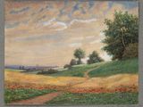 an image of a painting of a field with a dirt road