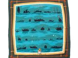 a picture of a scarf with a picture of ships in the water