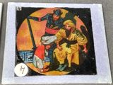 two pictures of a man and a woman sitting on a chair