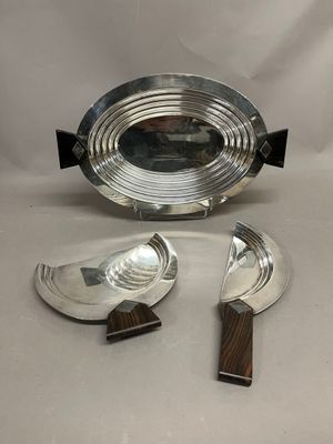 CHRISTOFLE Ensemble art déco en métal argenté et palissandre… - Photo 1
