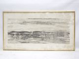 une image représentant un dessin de paysage dans un cadre doré