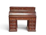 an old wooden desk with drawers and drawers on top of it