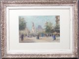 tableau représentant une scène de rue avec des personnages et des bâtiments en arrière-plan