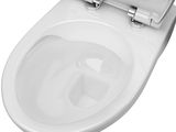 a close up of a toilet with the lid up